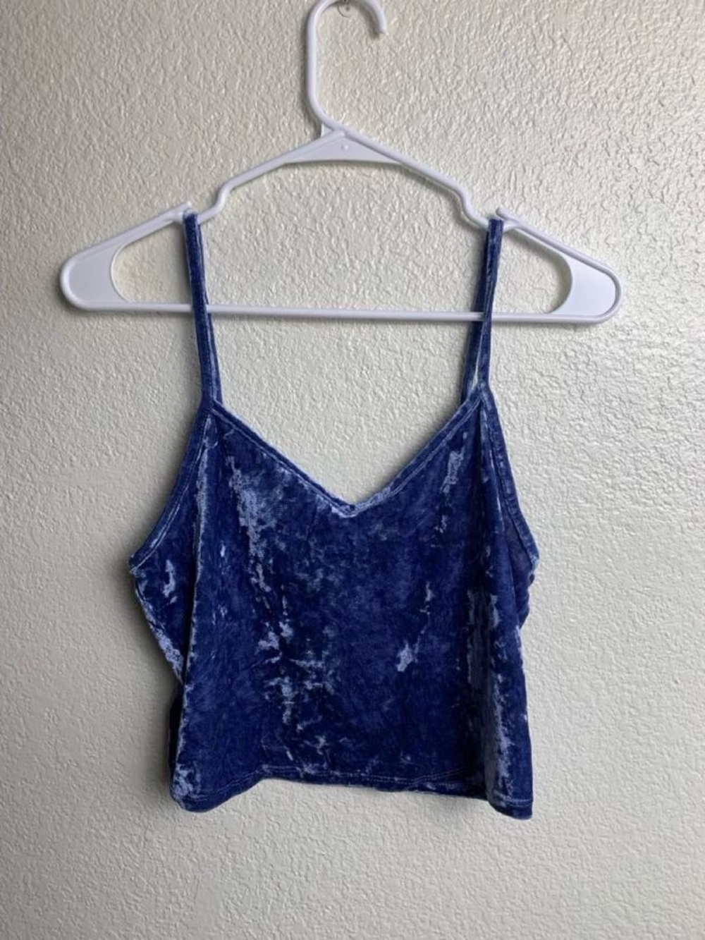 Forever 21 Blue Crushed Velvet Festival Crop Cami Top Large